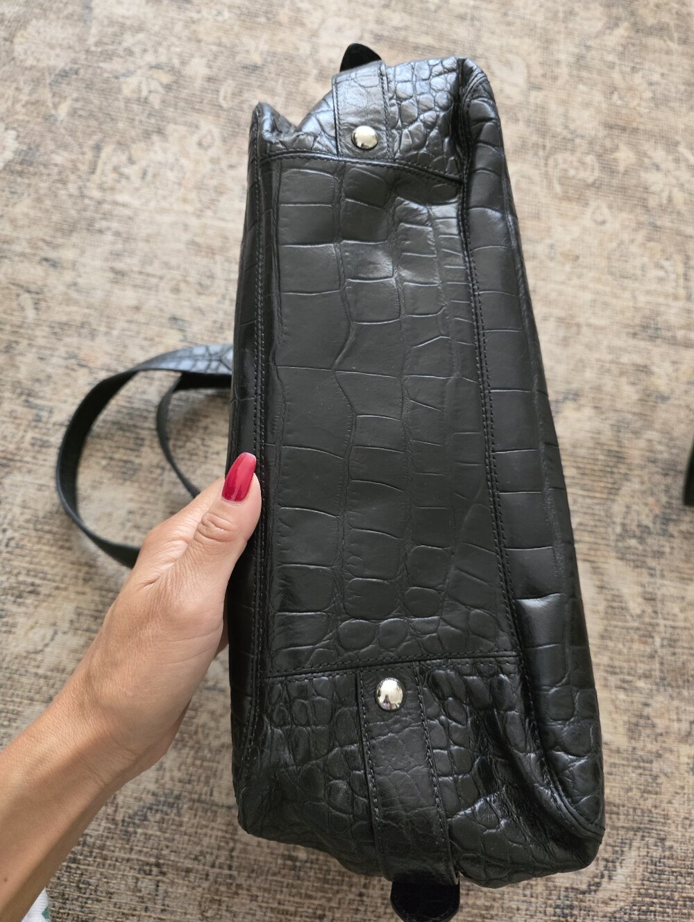 💞TAKING TO CONSIGNMENT💞Coach Black Croc-Embossed Leather Shoulder Bag - Picture 4 of 15